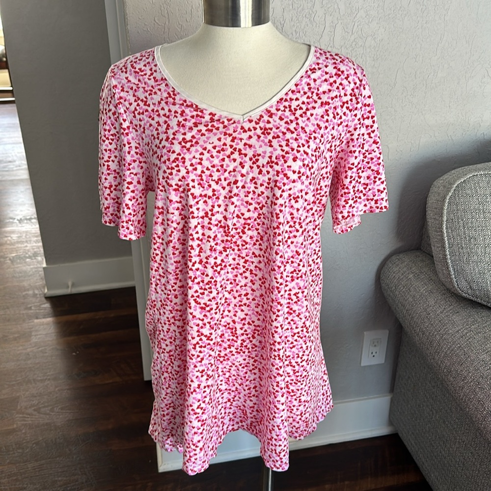 Kate Spade Heart V-Neck Pink Red Night Gown Size Small